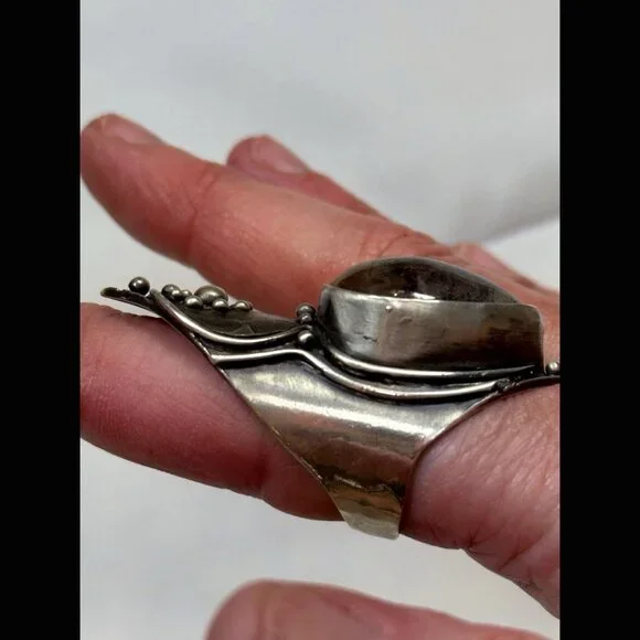 OOAK Acid Queen Warrior Ring Lodolite Sterling Silver Moon Shield Knuckle 9 - Picture 3 of 10